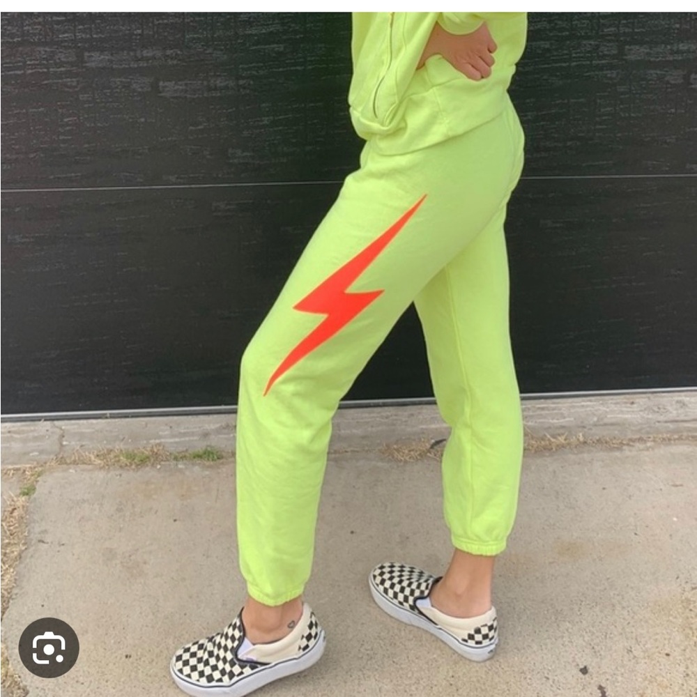 Aviator Nation Neon yellow, lightning, bolt Sweatpants